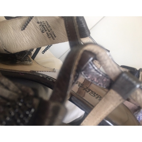 Slate Metallic Fringed Sandals - Picture 5 of 7